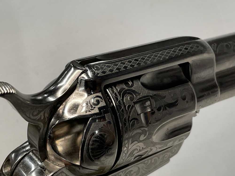 Taylor's & Co 1873 Outlaw Legacy nickel engraved 5.5" .357 mag SA revolver-img-12