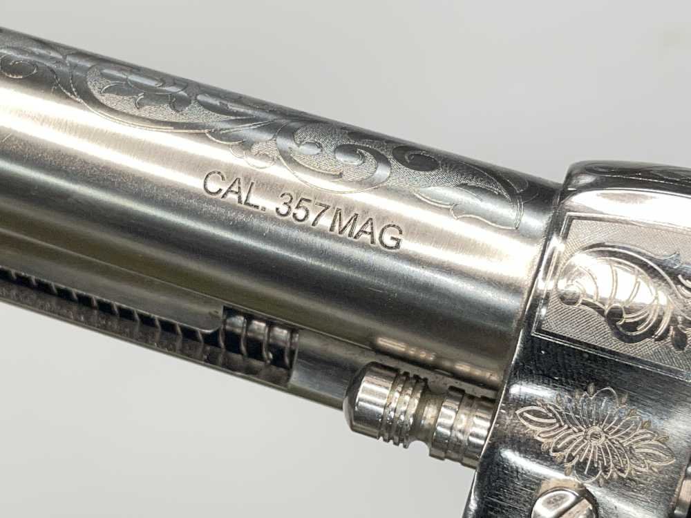 Taylor's & Co 1873 Outlaw Legacy nickel engraved 5.5" .357 mag SA revolver-img-15