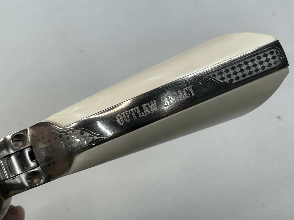Taylor's & Co 1873 Outlaw Legacy nickel engraved 5.5" .357 mag SA revolver-img-21