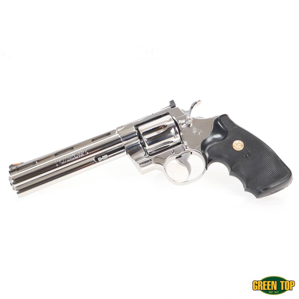 Colt Python, 357 Magnum 6” Barrel Bright Stainless/Black VERY NICE 1990!-img-0