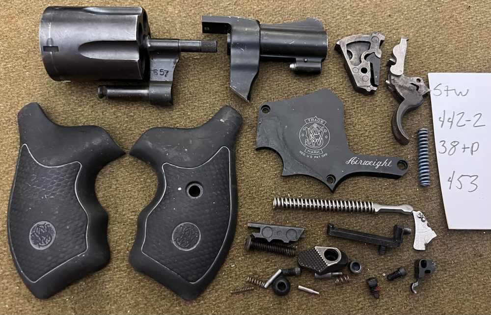 Smith & Wesson S&W 442-2 .38 +P revolver parts kit repair lot barrel grips -img-0