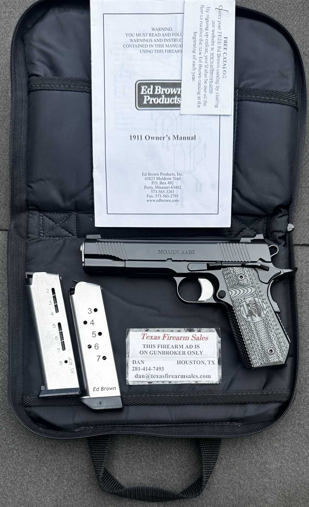 Rara Ed Brown Custom MOLON LABE Champion .45 ACP, Made in 2011 Only-img-48