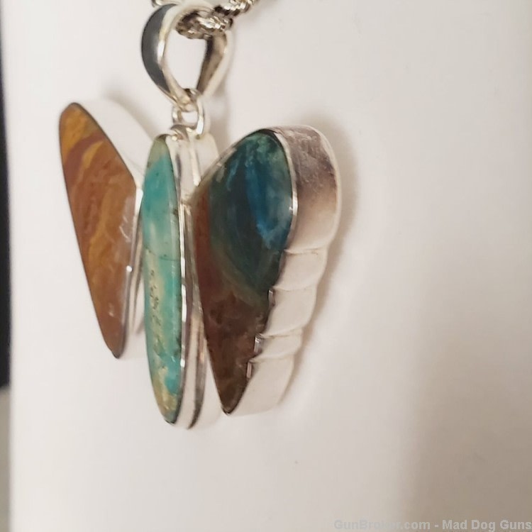 Medium Peruvian Opal Butterfly Pendant/925 Sterling Setting. 22" Chain.KI12-img-5