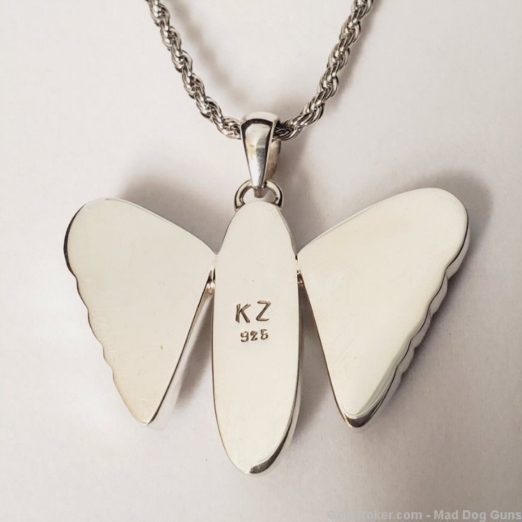Medium Peruvian Opal Butterfly Pendant/925 Sterling Setting. 22" Chain.KI12-img-3