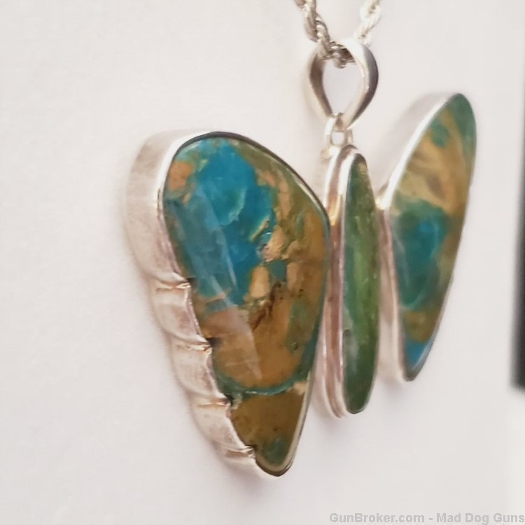 Large Peruvian Opal Butterfly Pendant/925 Sterling Setting. 22" Chain. KI11-img-5