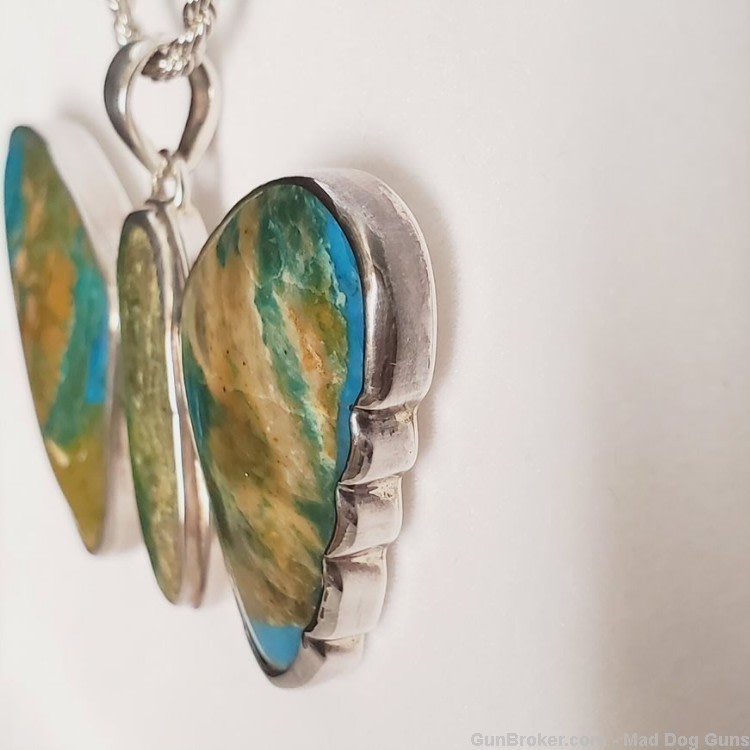 Large Peruvian Opal Butterfly Pendant/925 Sterling Setting. 22" Chain. KI11-img-4