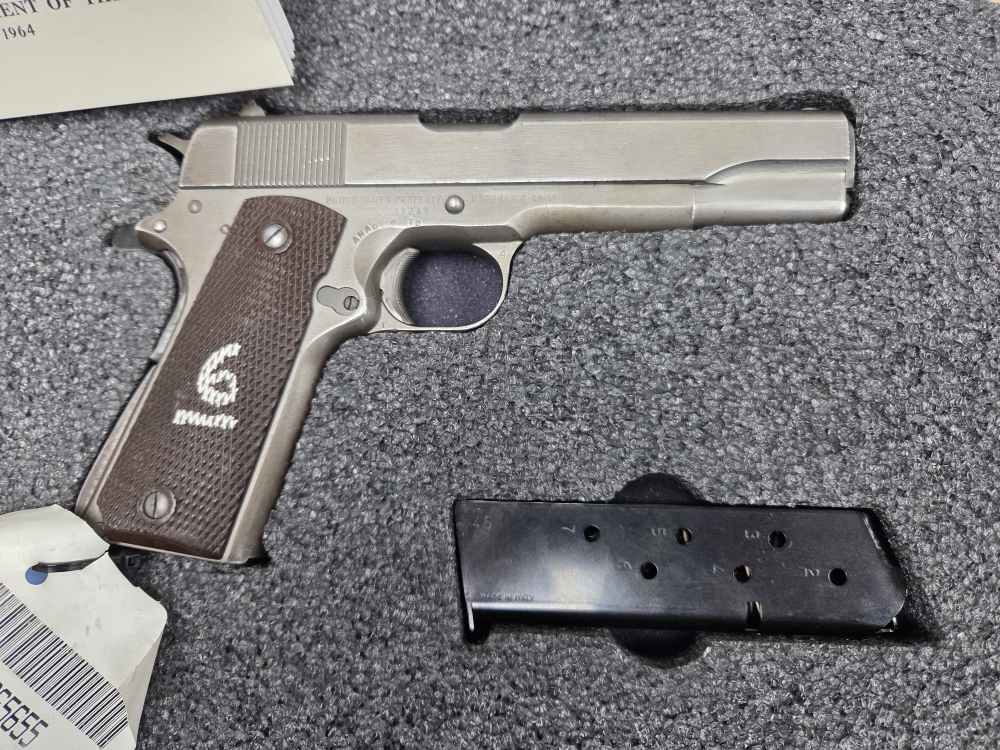 1945 WWII Remington Rand U.S. Army M1911 A1 .45ACP CMP Field Grade-img-1