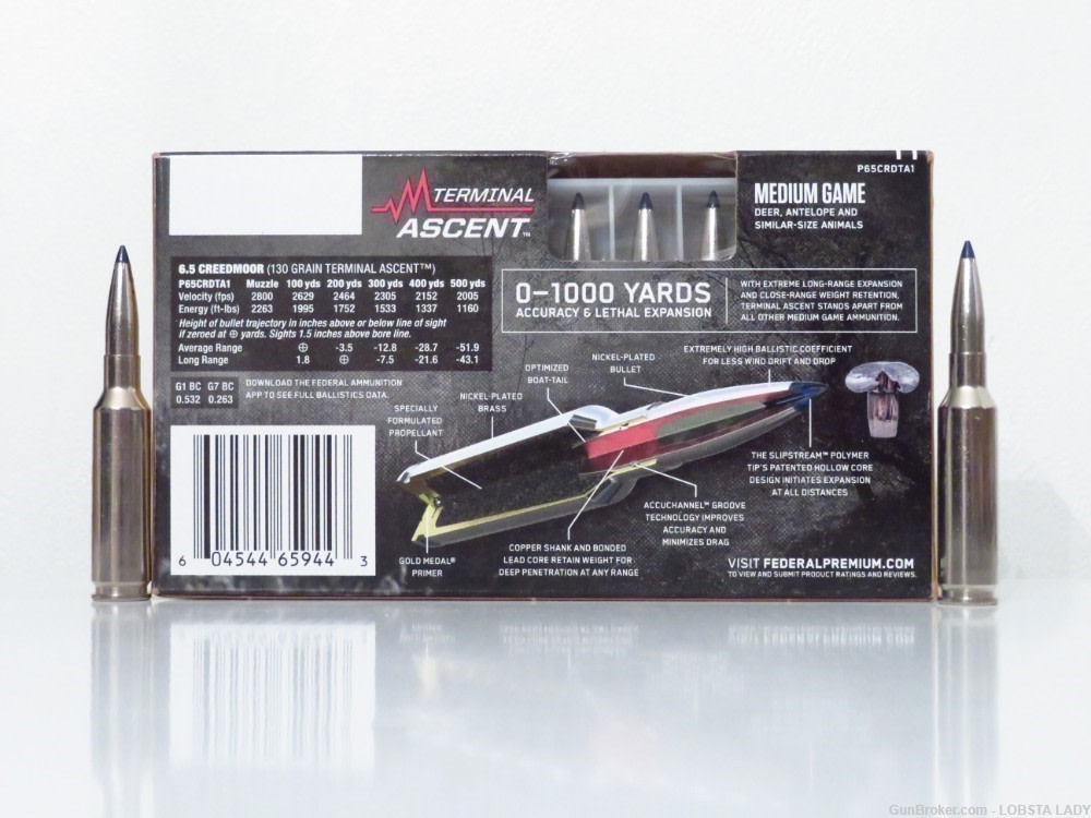 FEDERAL TERMINAL ASCENT 6.5 CREEDMOOR 130 gr 2800 FPS P65CRDTA1-img-2