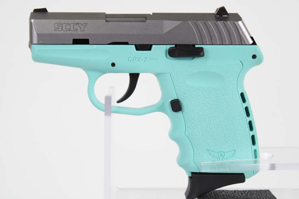 SCCY CPX-2 9MM TWO-TONE STAINLESS SLIDE ROBIN EGG BLUE FRAME-img-5
