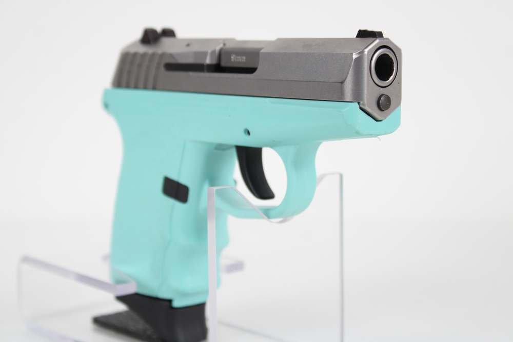 SCCY CPX-2 9MM TWO-TONE STAINLESS SLIDE ROBIN EGG BLUE FRAME-img-1