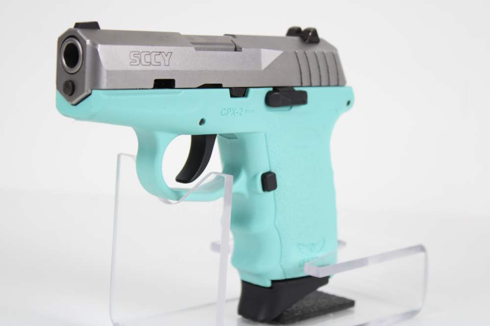 SCCY CPX-2 9MM TWO-TONE STAINLESS SLIDE ROBIN EGG BLUE FRAME-img-3