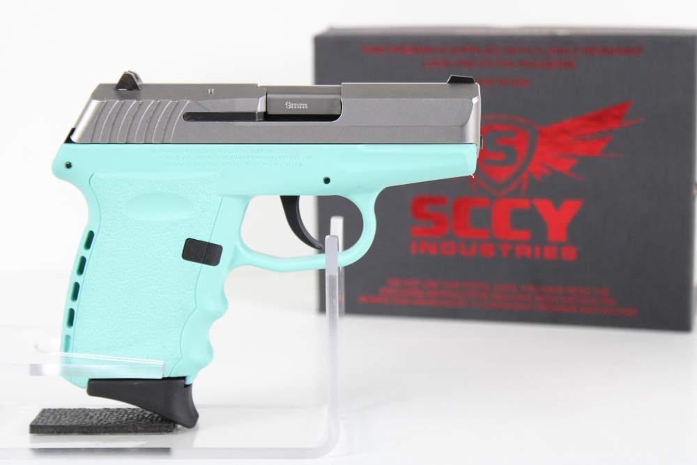 SCCY CPX-2 9MM TWO-TONE STAINLESS SLIDE ROBIN EGG BLUE FRAME-img-0