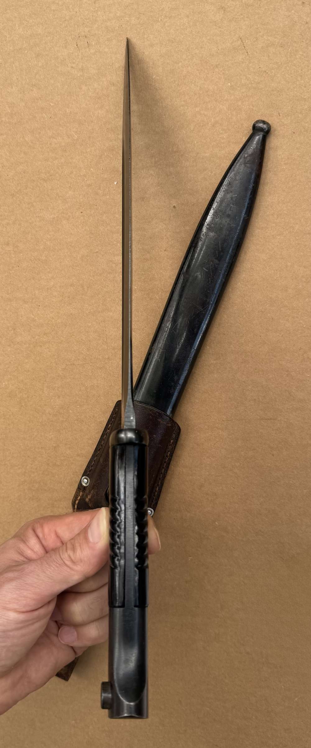 1942 WWII German K98 Mauser Rifle Bayonet w/ Matching Scabbard & Brown Frog-img-3