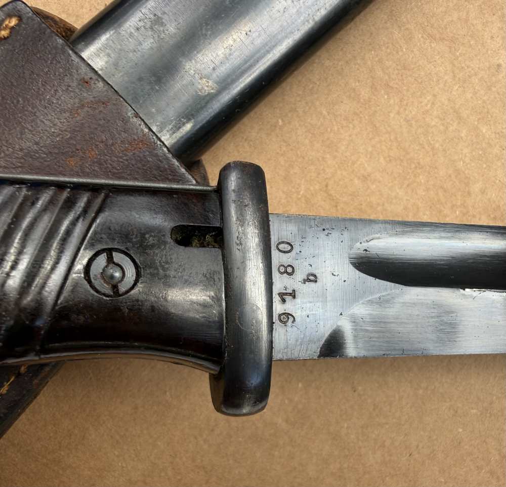 1942 WWII German K98 Mauser Rifle Bayonet w/ Matching Scabbard & Brown Frog-img-8