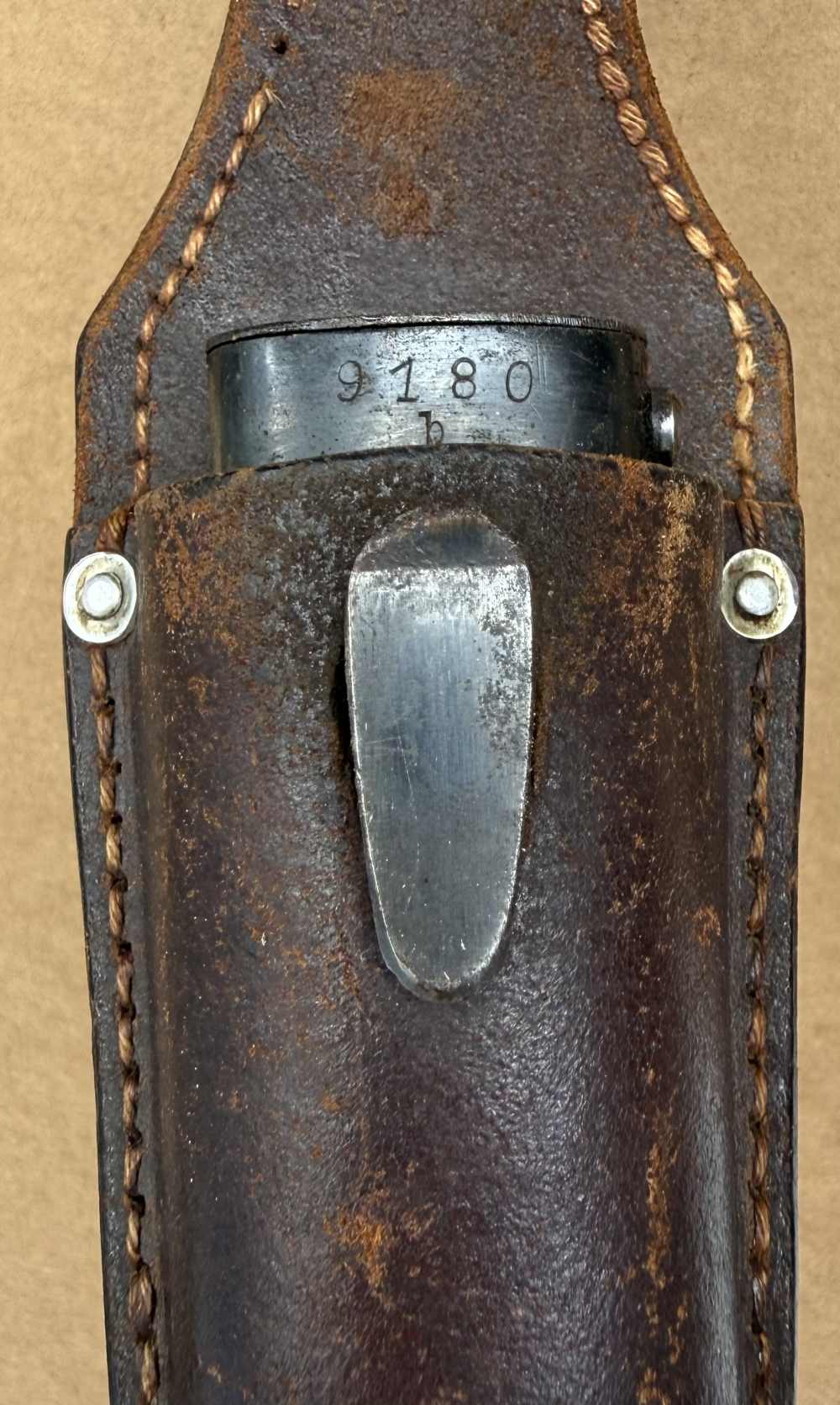 1942 WWII German K98 Mauser Rifle Bayonet w/ Matching Scabbard & Brown Frog-img-9
