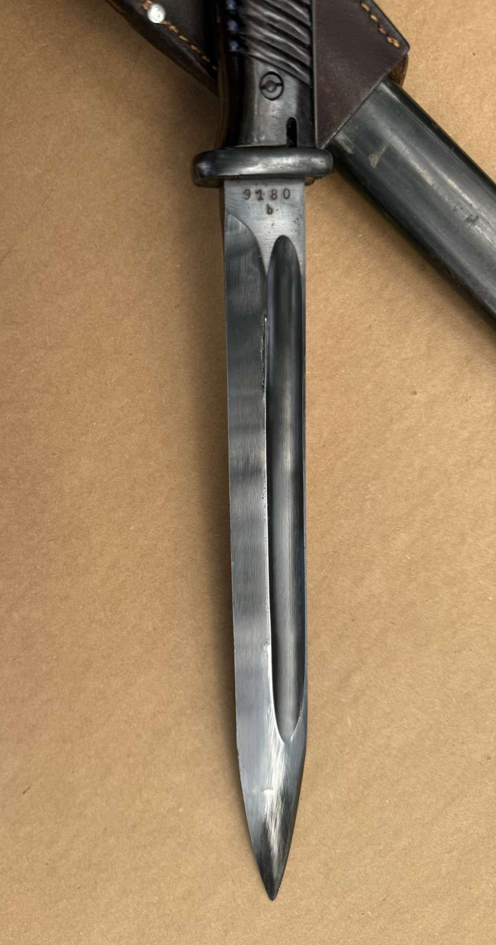 1942 WWII German K98 Mauser Rifle Bayonet w/ Matching Scabbard & Brown Frog-img-5