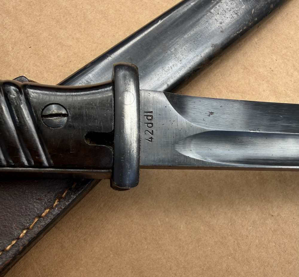 1942 WWII German K98 Mauser Rifle Bayonet w/ Matching Scabbard & Brown Frog-img-10