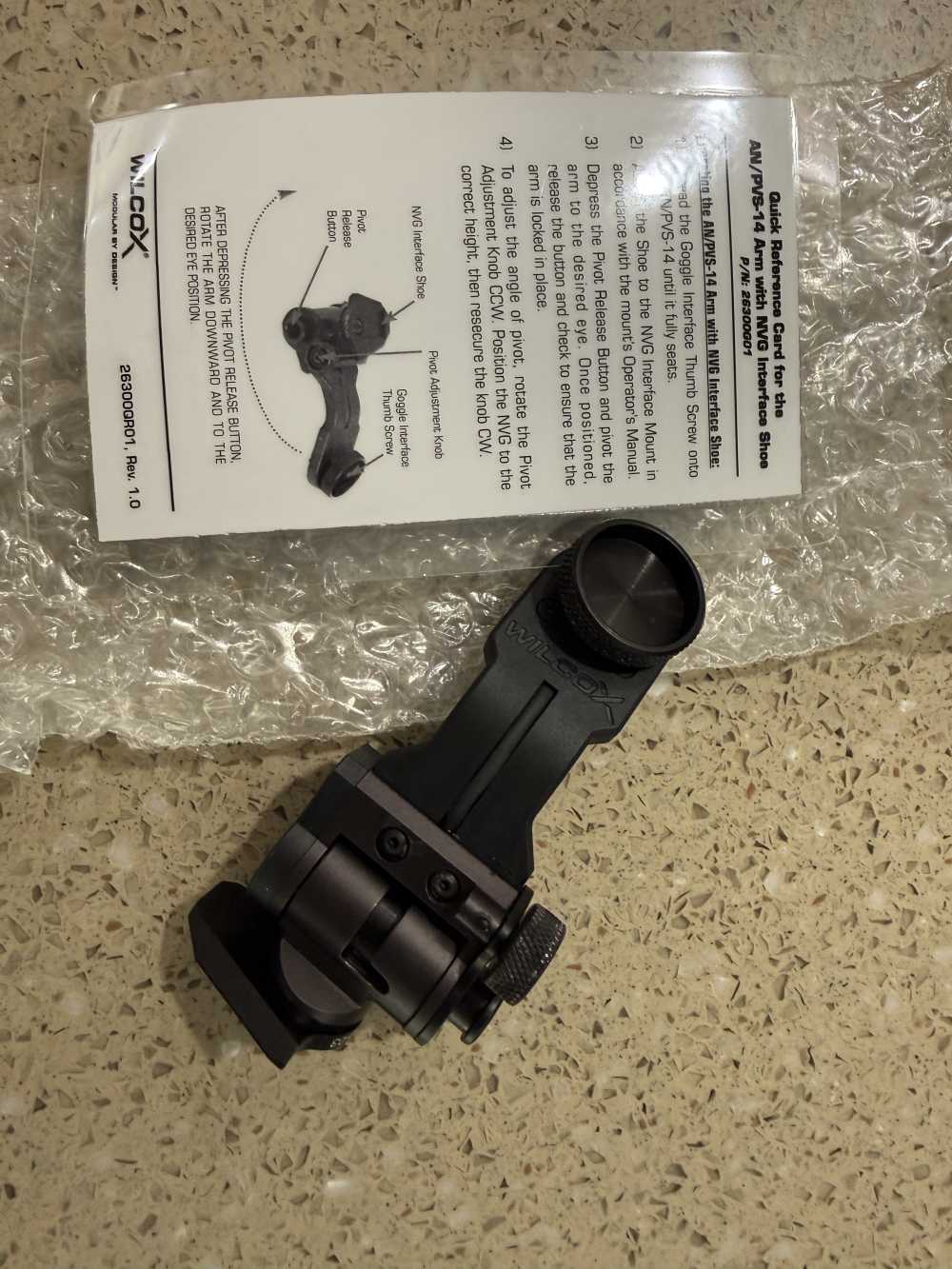 Wilcox J - Arm AN PVS14 with NVG Interface Shoe P/N: 26300G01 Brand New! -img-0