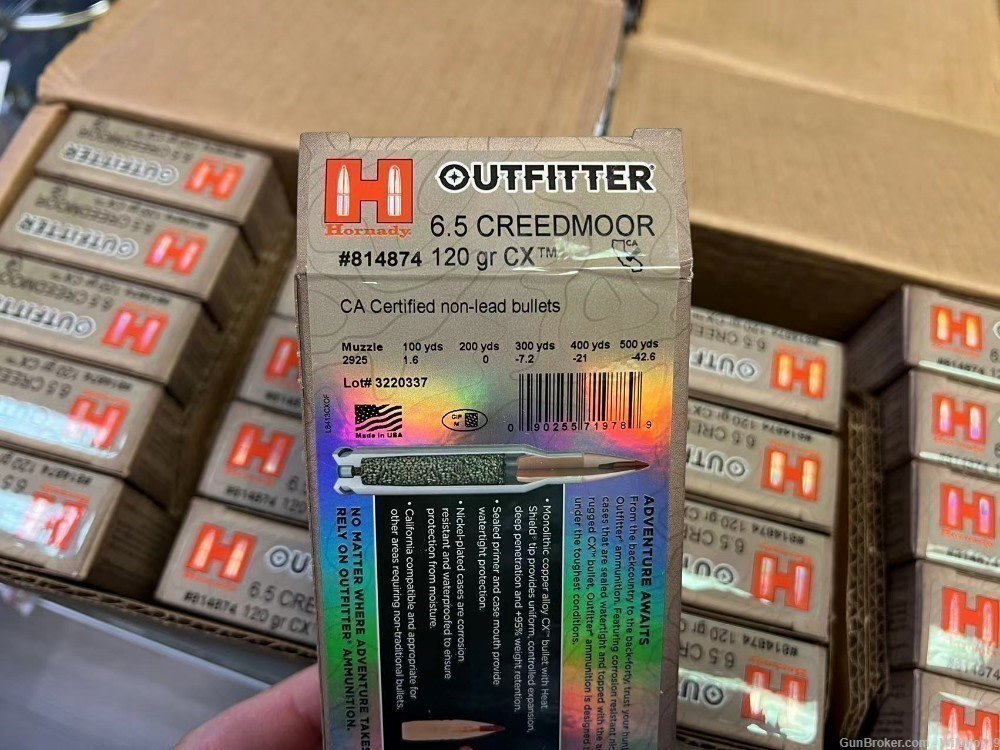 Hornady 814874 Outfitter 6.5 Creedmoor 120 gr CX OTF 20 Bx-img-0