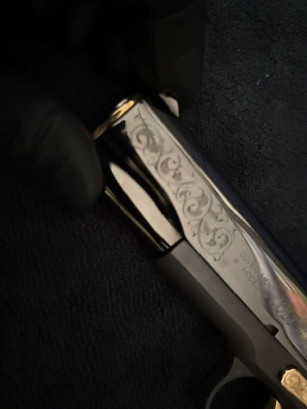 Colt 1911 45 ACP Black Chrome Gold Inlay Engraved NR .01 Start Penny-img-7