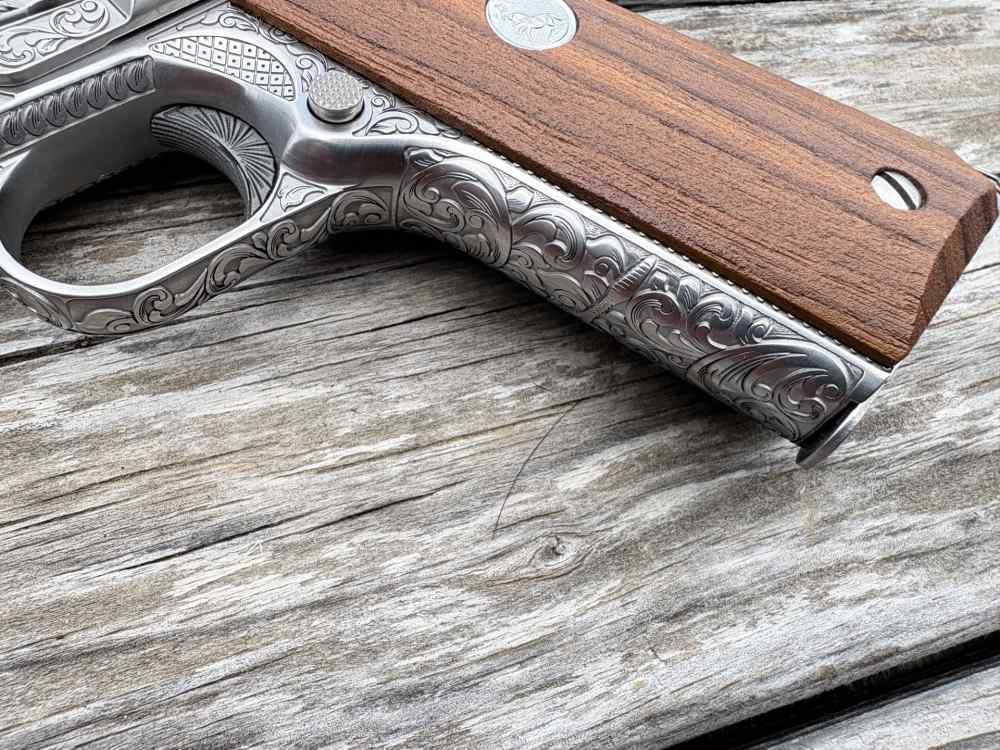 Colt 1911 Government Deep engraved Masonic lodge 45 acp Stainless-img-7