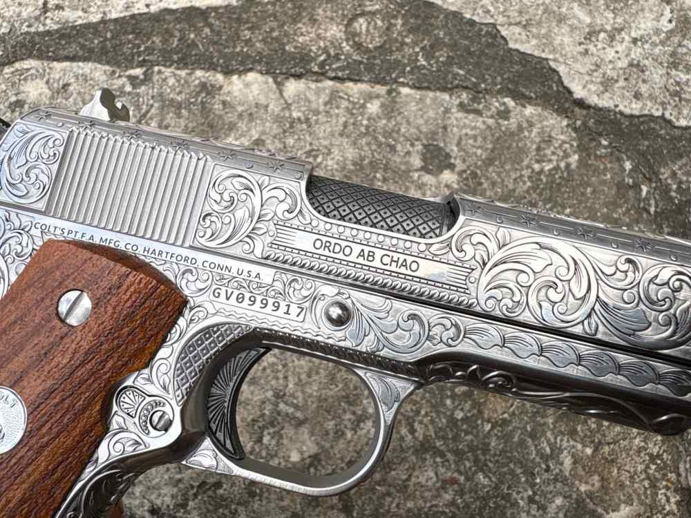 Colt 1911 Government Deep engraved Masonic lodge 45 acp Stainless-img-28