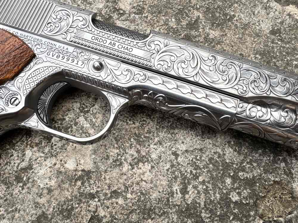 Colt 1911 Government Deep engraved Masonic lodge 45 acp Stainless-img-23