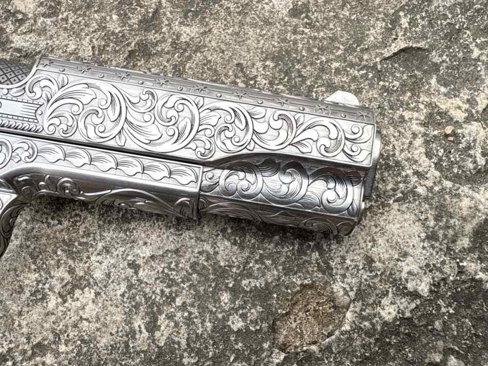 Colt 1911 Government Deep engraved Masonic lodge 45 acp Stainless-img-25