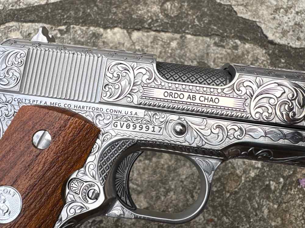 Colt 1911 Government Deep engraved Masonic lodge 45 acp Stainless-img-27