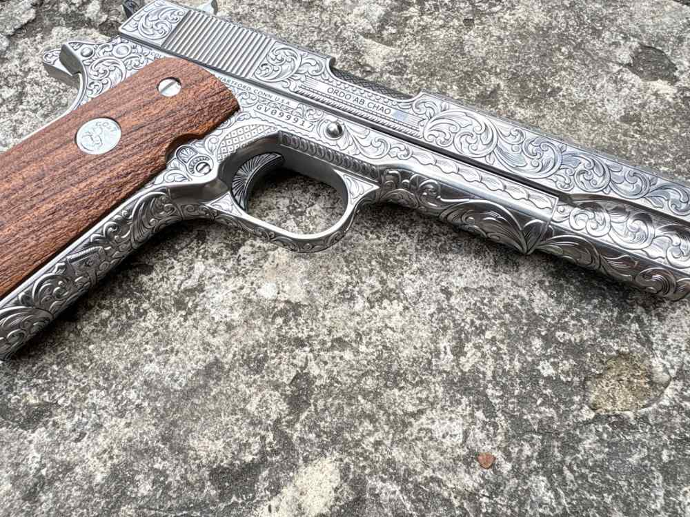 Colt 1911 Government Deep engraved Masonic lodge 45 acp Stainless-img-20