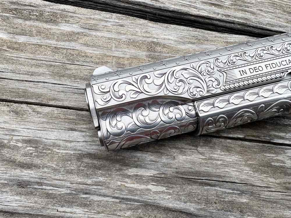 Colt 1911 Government Deep engraved Masonic lodge 45 acp Stainless-img-2