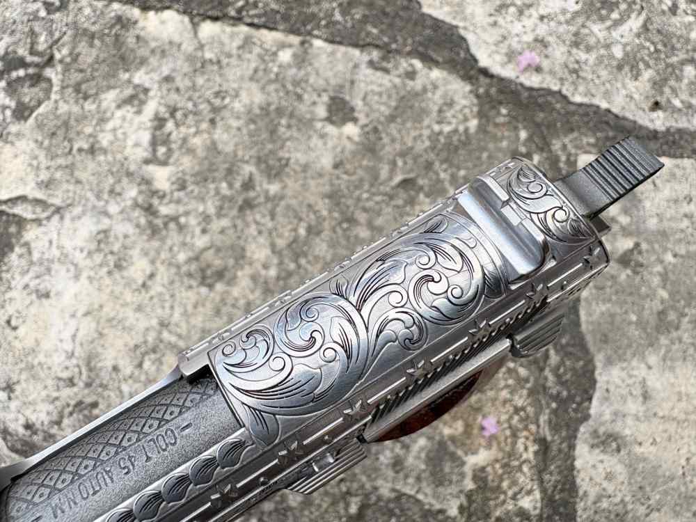 Colt 1911 Government Deep engraved Masonic lodge 45 acp Stainless-img-12