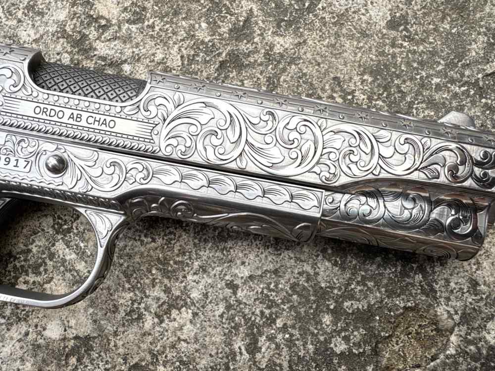 Colt 1911 Government Deep engraved Masonic lodge 45 acp Stainless-img-24