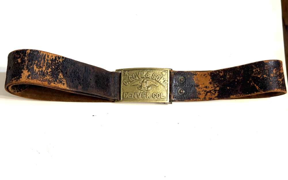 RARE 1800’s FAMOUS DENVER COLORADO GUN MAKER CARLOS GOVE BUCKLE & BELT.-img-2