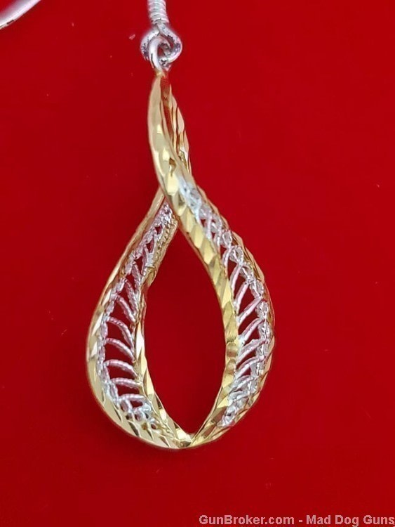 925 Sterling Silver Rhodium Plated & 14K Gold Overlay Earrings.S20*REDUCED*-img-1