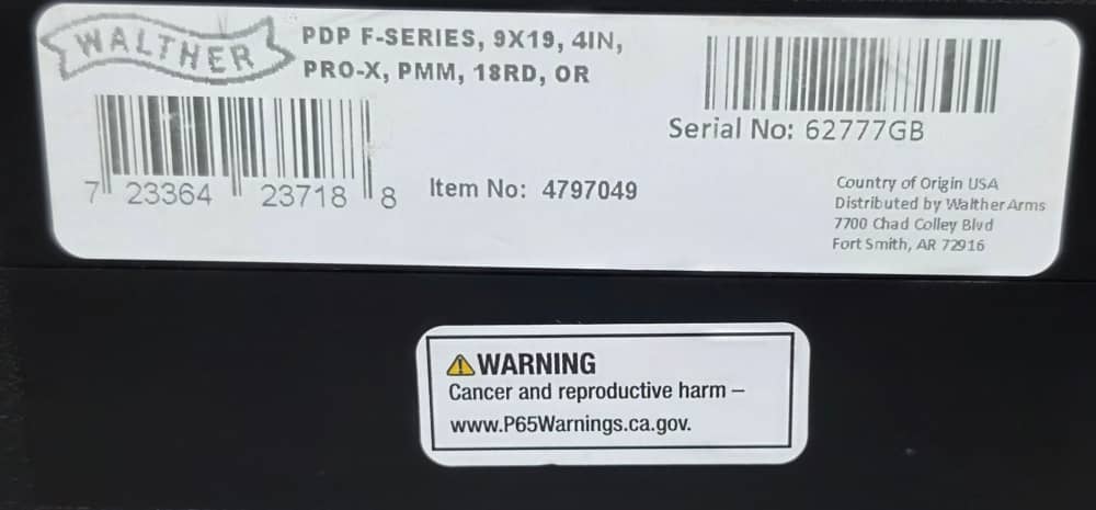 Walther PDP F-Series Pro-X 9mm 4" 18RD 4797049 Compensated F Pro NOCCFEES!-img-3