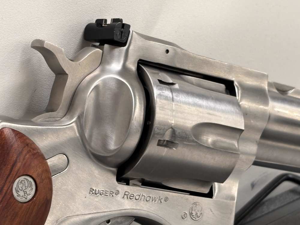 RUGER REDHAWKS WOOD GRIPS 6 CYL .44MAG STAINLESS 7.5"-img-6