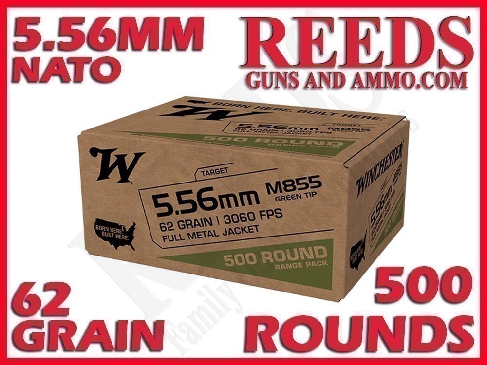 Winchester Green Tip Bulk Pack 5.56 Nato 62 Grain 500 Rounds WM855500-img-0
