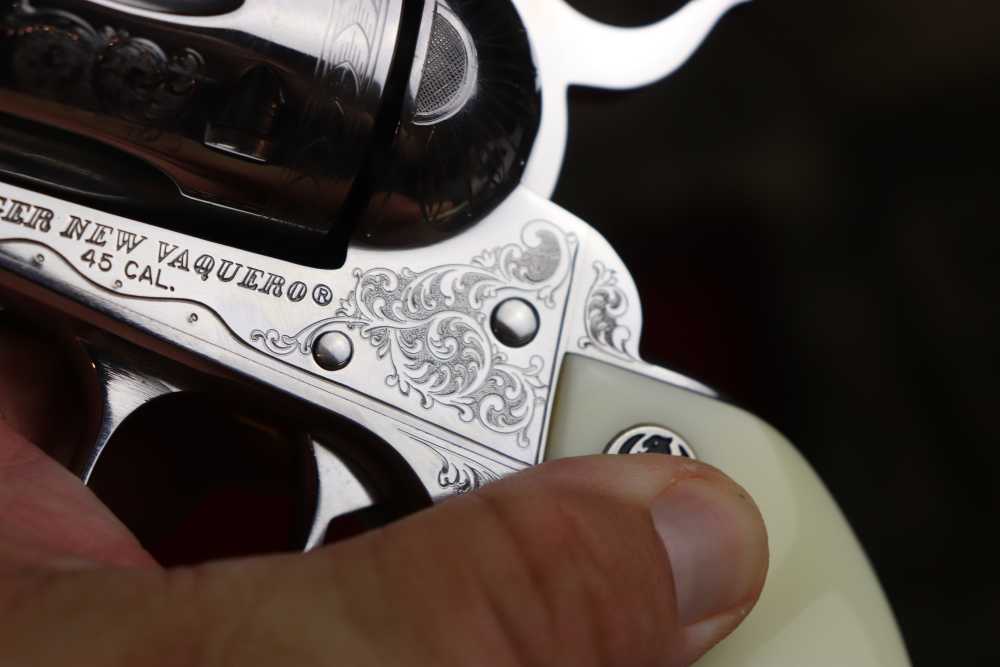 Ruger Vaquero 1 of 50 factory engraved 45 Colt 4 5/8" ANIC penny start-img-14
