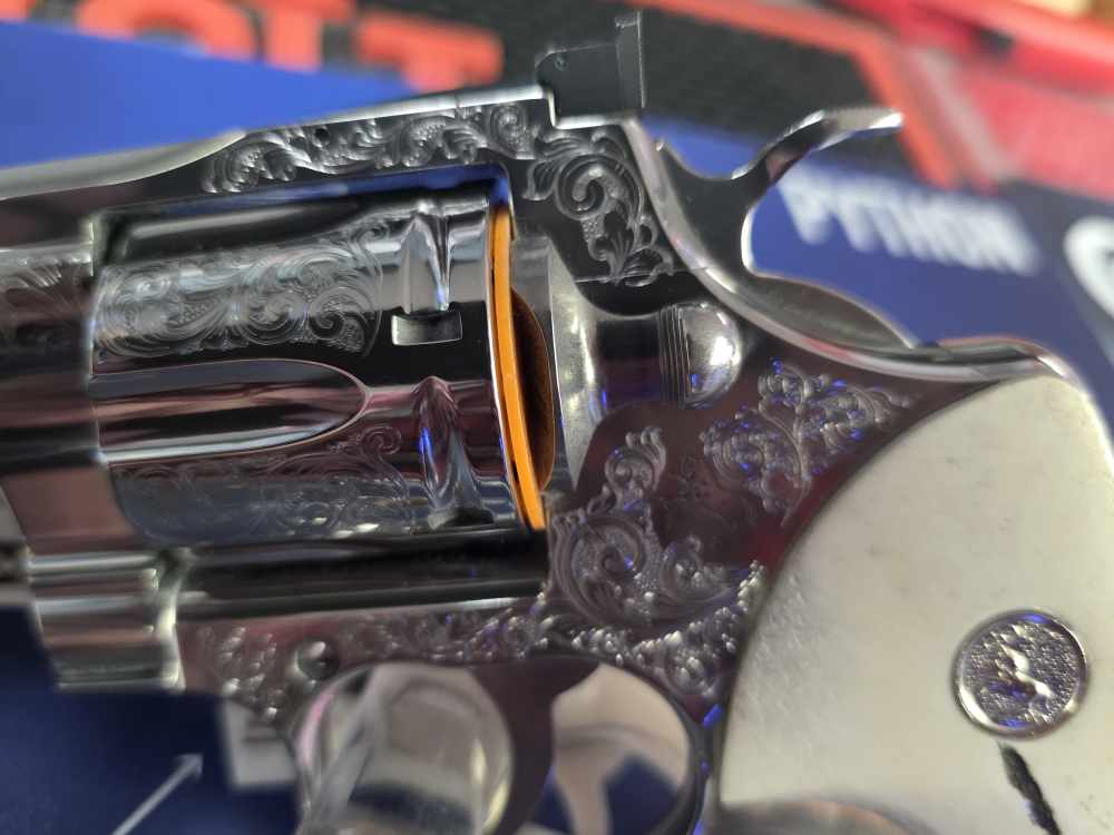 COLT PYTHON 357MAG 3 iNCH ENGRAVED GENUINE STAG GRIPS FACTORY NEW  ON SALE-img-16