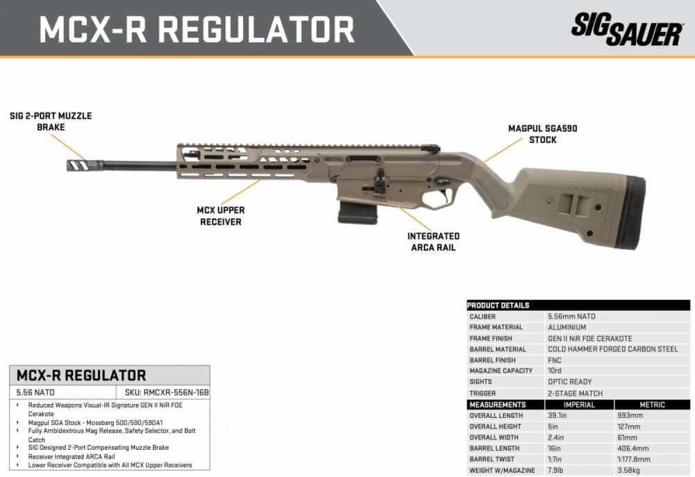 Sig Sauer MCX-R REGULATOR 5.56 Nato 16" Ranch Rifle FDE Coyote NEW in box!-img-0