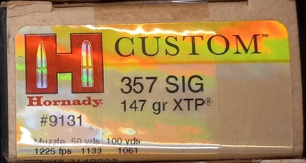 Hornady Custom 147 gr XTP 357 Sig 20rd Box Factory New -img-0