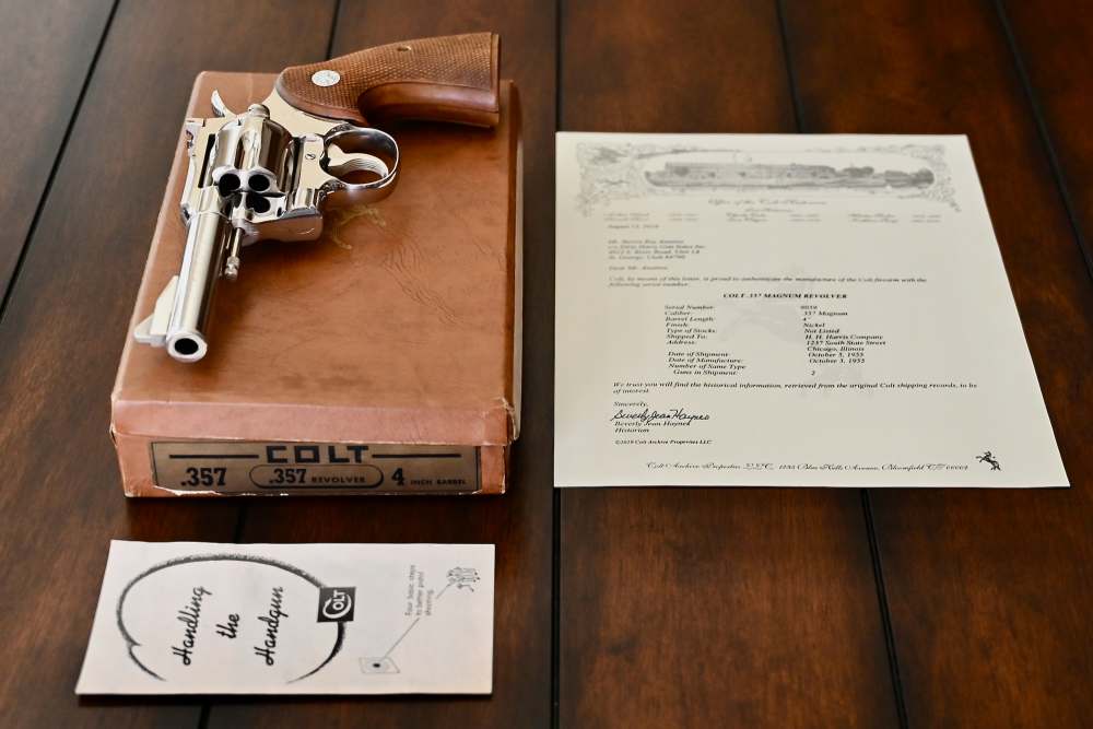 1955 Colt 357 Pre-Python .357 Magnum 4" Nickel LNIB w/ Colt Archives Letter-img-0