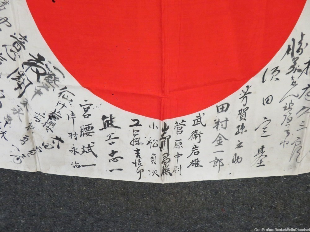 WW2  JAPANESE HINOMARU MEATBALL FLAG W/ SIGNED KANJI CHARACTERS-img-5