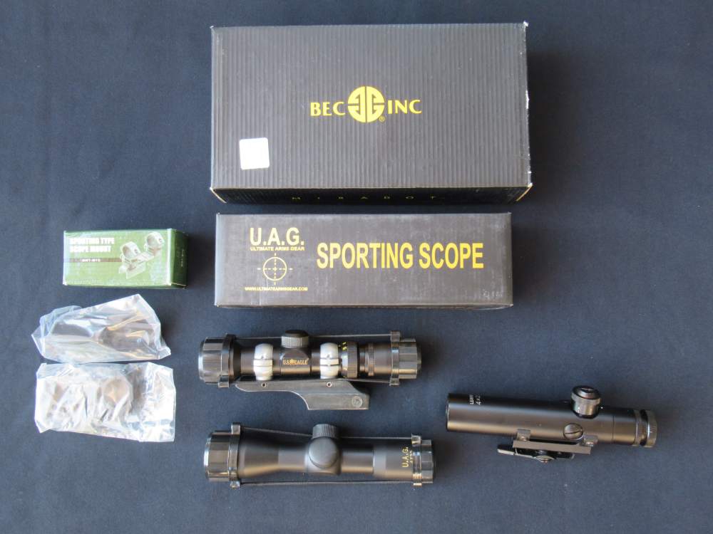 Shooter Dealer AR 15 Scope Lot of 3 U.A.G. BEC Leapers with Accessories-img-0