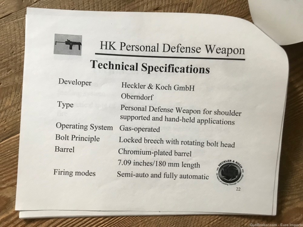 HK PDW MP7 T7 Presentation Original Copy Jim Schatz German History RARE 4.6-img-5