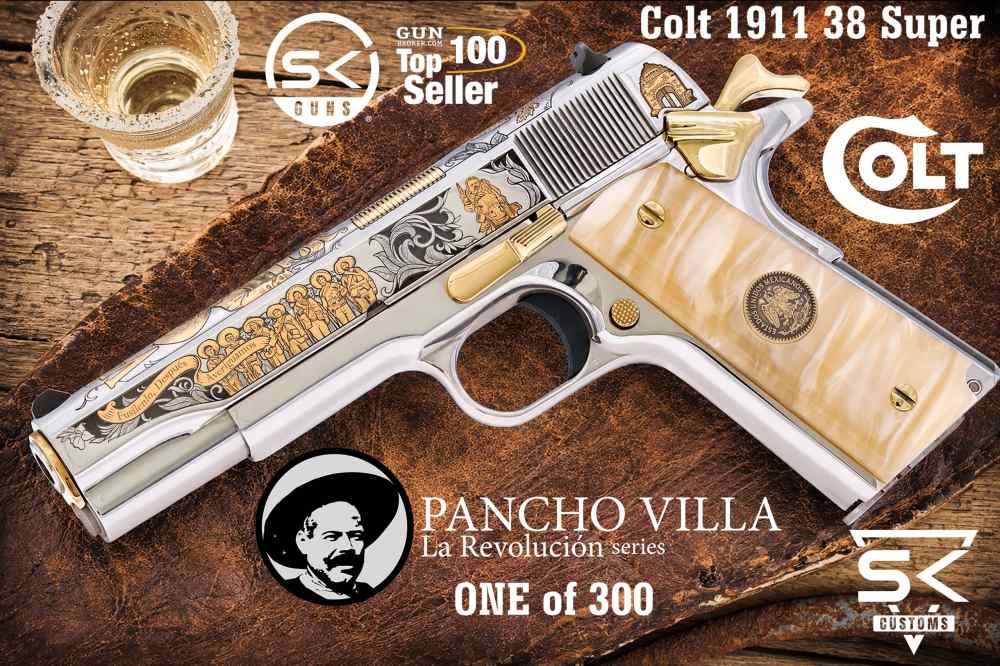SK CUSTOMS COLT 1911 38sup PANCHO VILLA CENTENARIO STAINLESS ONE of 300-img-0