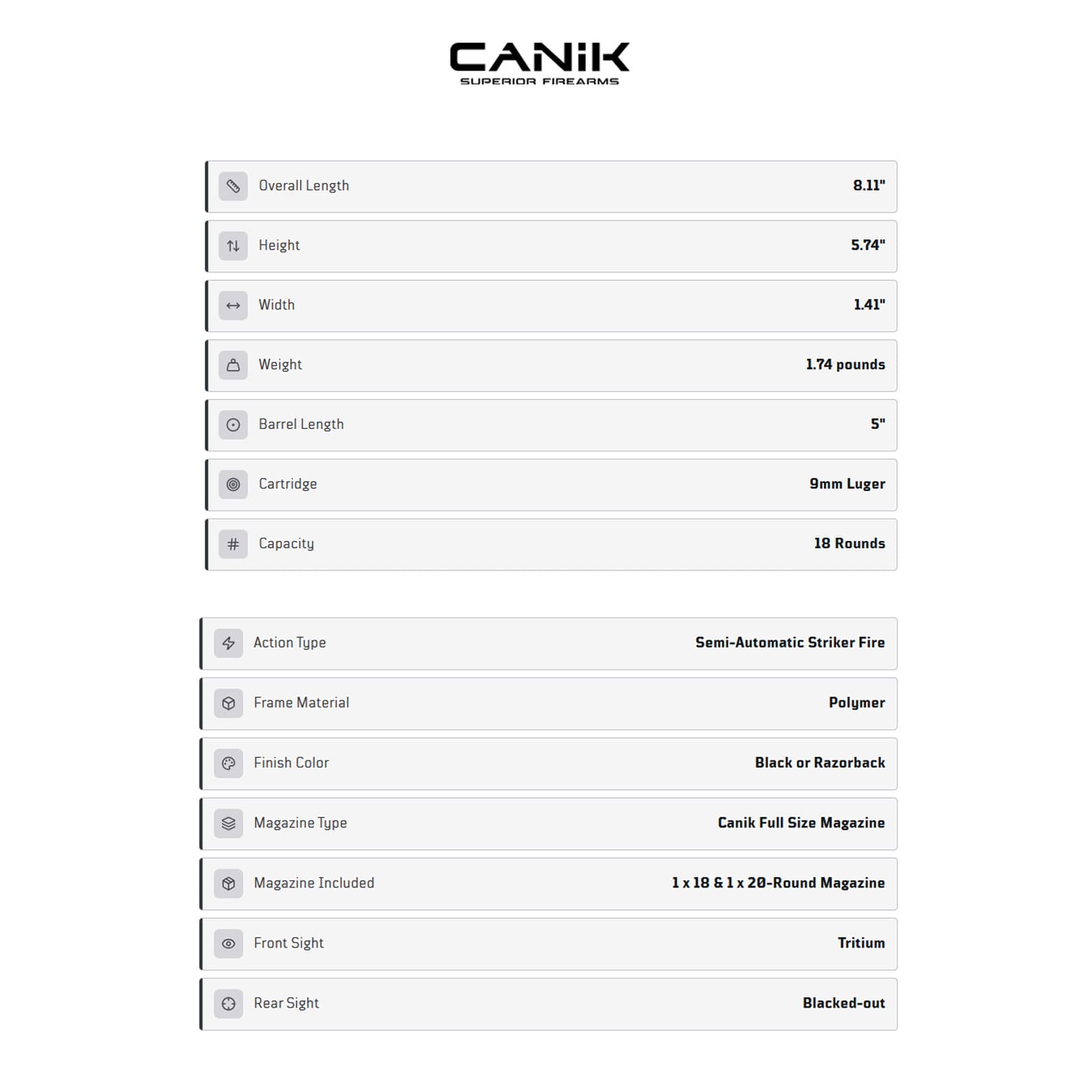 CANIK Mete SFT Pro 9mm 5in 18/20rd Semi-Auto Pistol (HG7069-N)-img-2