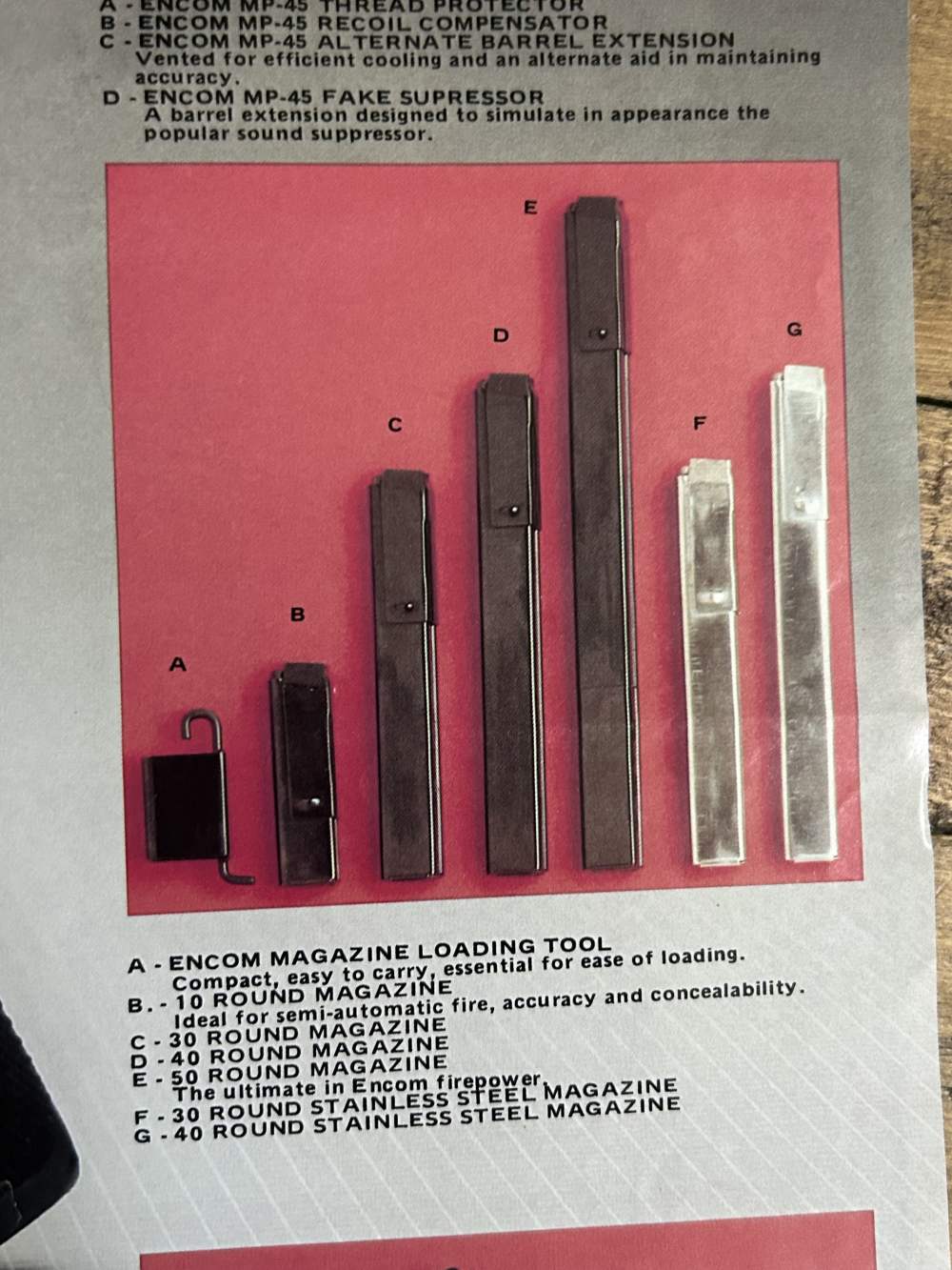 ENCOM MP-45 MAC-10 45acp 10rd Magazine Enfield RARE MP45 NOS EXC -img-13