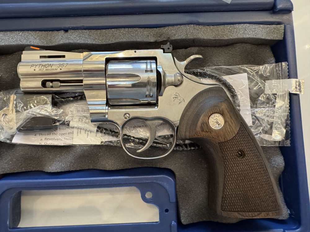 Colt Python SP3WTS 3in Stainless 357 Mag Case+Papers Excellent-img-1